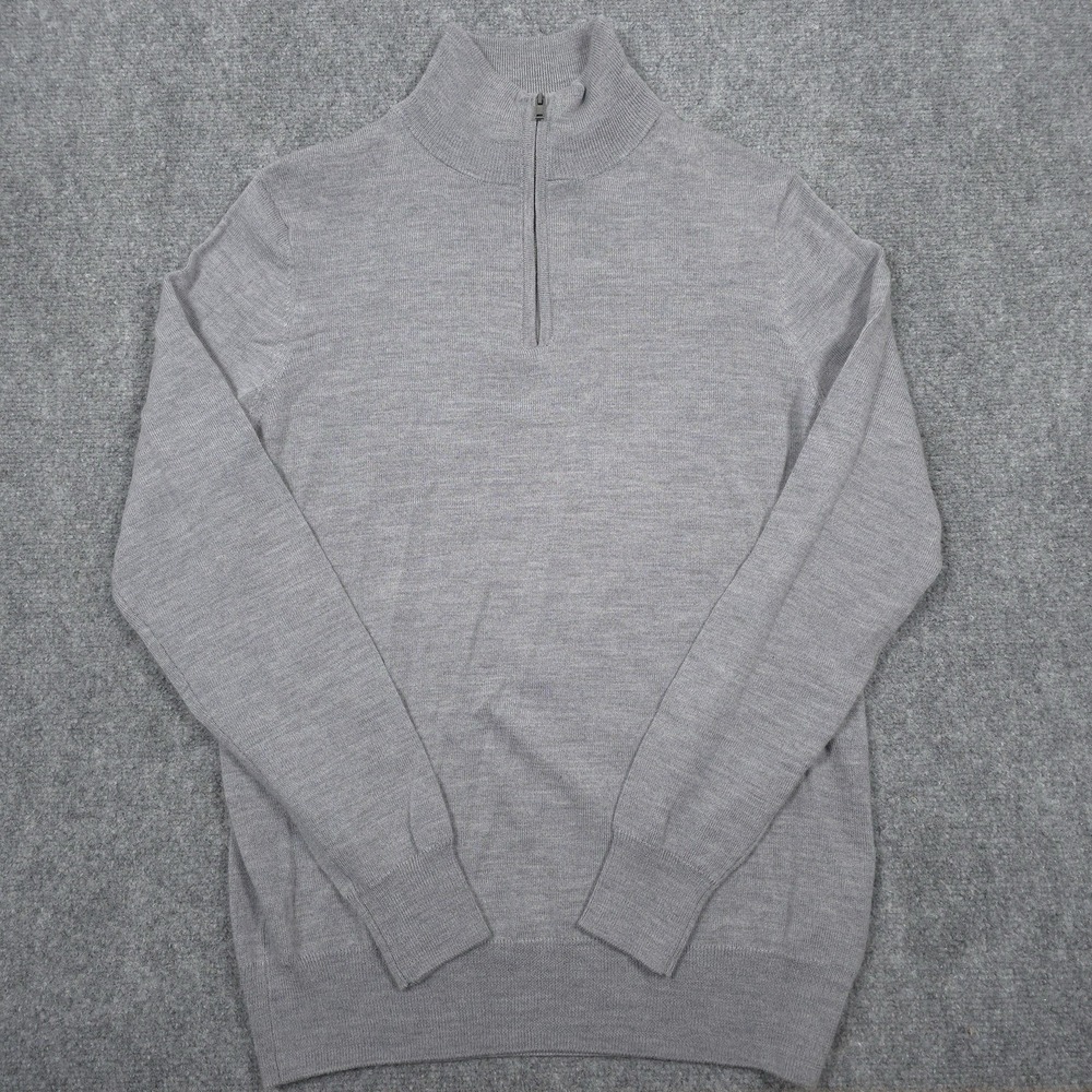 Christian Lacroix Sweater Mens S Gray Pullover Extrafine Merino Wool 1/4 Zip